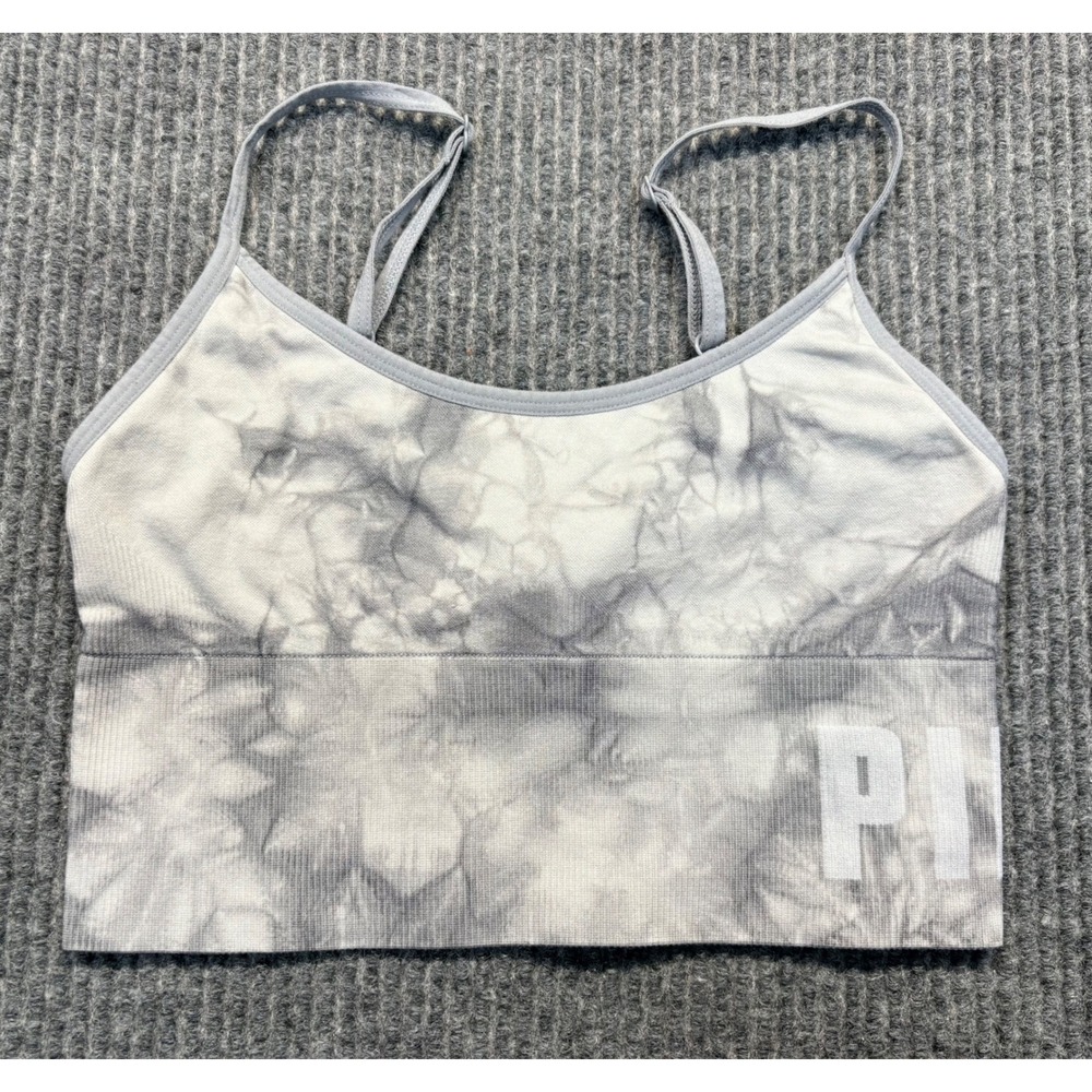 PINK Victorias Secret Active Tie Dye Seamless Sports Bra Gray White XS